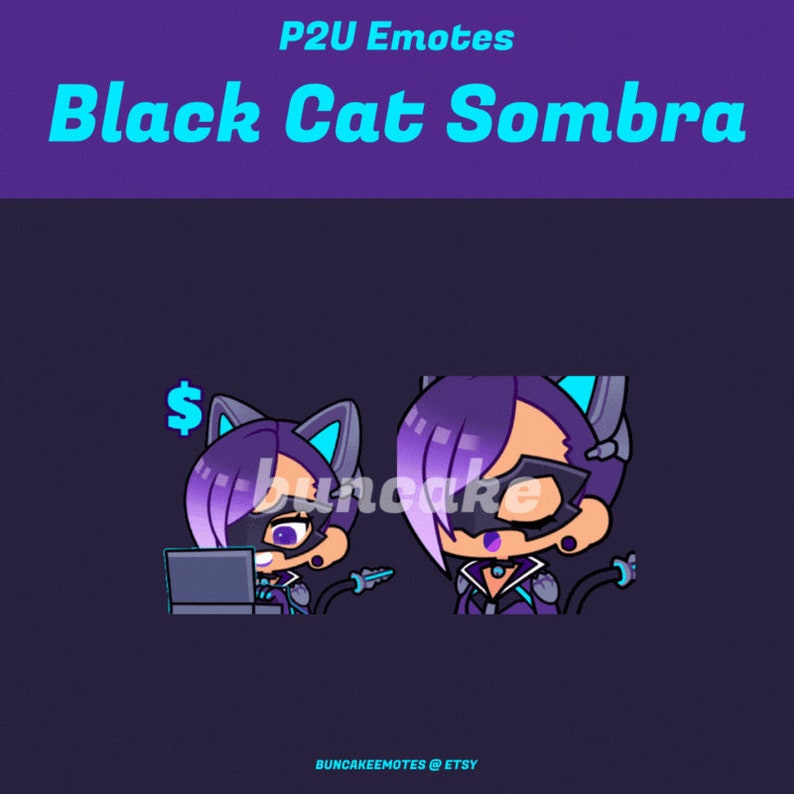 Black Cat Sombra Animated Emotes Overwatch Etsy UK