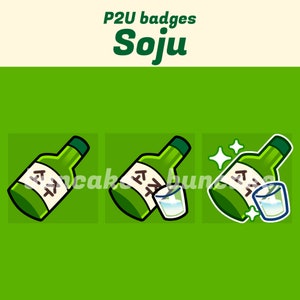 P2U Sub Badges | Korean Soju Green | Twitch Discord Sub Badges Emotes Channel Points