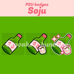 P2U Sub Badges | Korean Soju Pink | Twitch Discord Sub Badges Emotes Channel Points