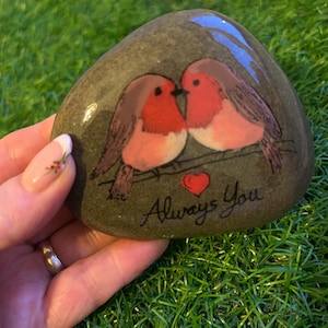 Hand-Painted Robin Pebble: love Memorial Garden Keepsake image 6