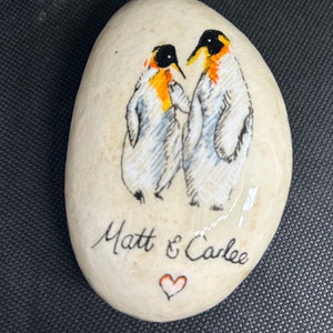 Pinguïn kiezelsteen, partner jubileumcadeau gepersonaliseerd pinguïncadeau 1-jarig jubileumcadeau voor vriendin, vriend, vrouw