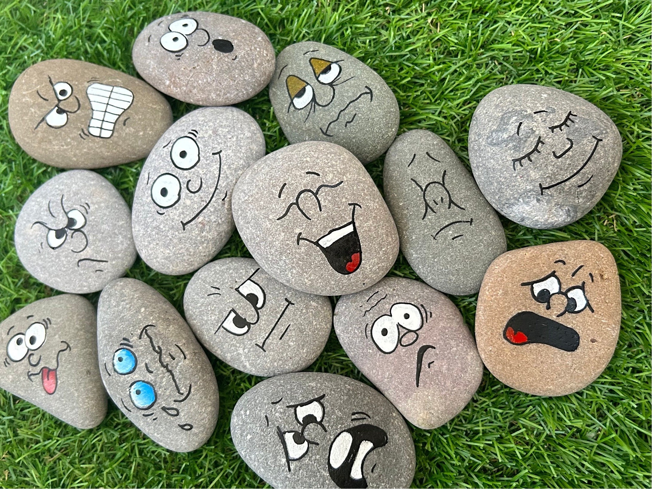 SEN feelings- worry stones for children, send story stones,emotions, mental health  Faces, learning resource, nursery, school Montessori