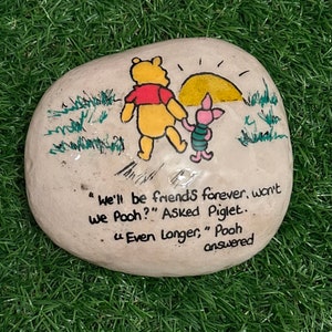 Winnie the Pooh quotes stone pebble gift memorial stone ornament gifts under 20, friend gift. Grave ornament memorial garden stone be friends forever