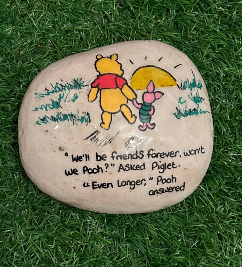 Winnie the Pooh quotes stone pebble gift memorial stone ornament gifts under 20, friend gift. Grave ornament memorial garden stone be friends forever