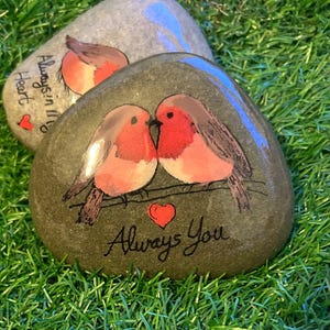 Hand-Painted Robin Pebble: love Memorial Garden Keepsake image 2