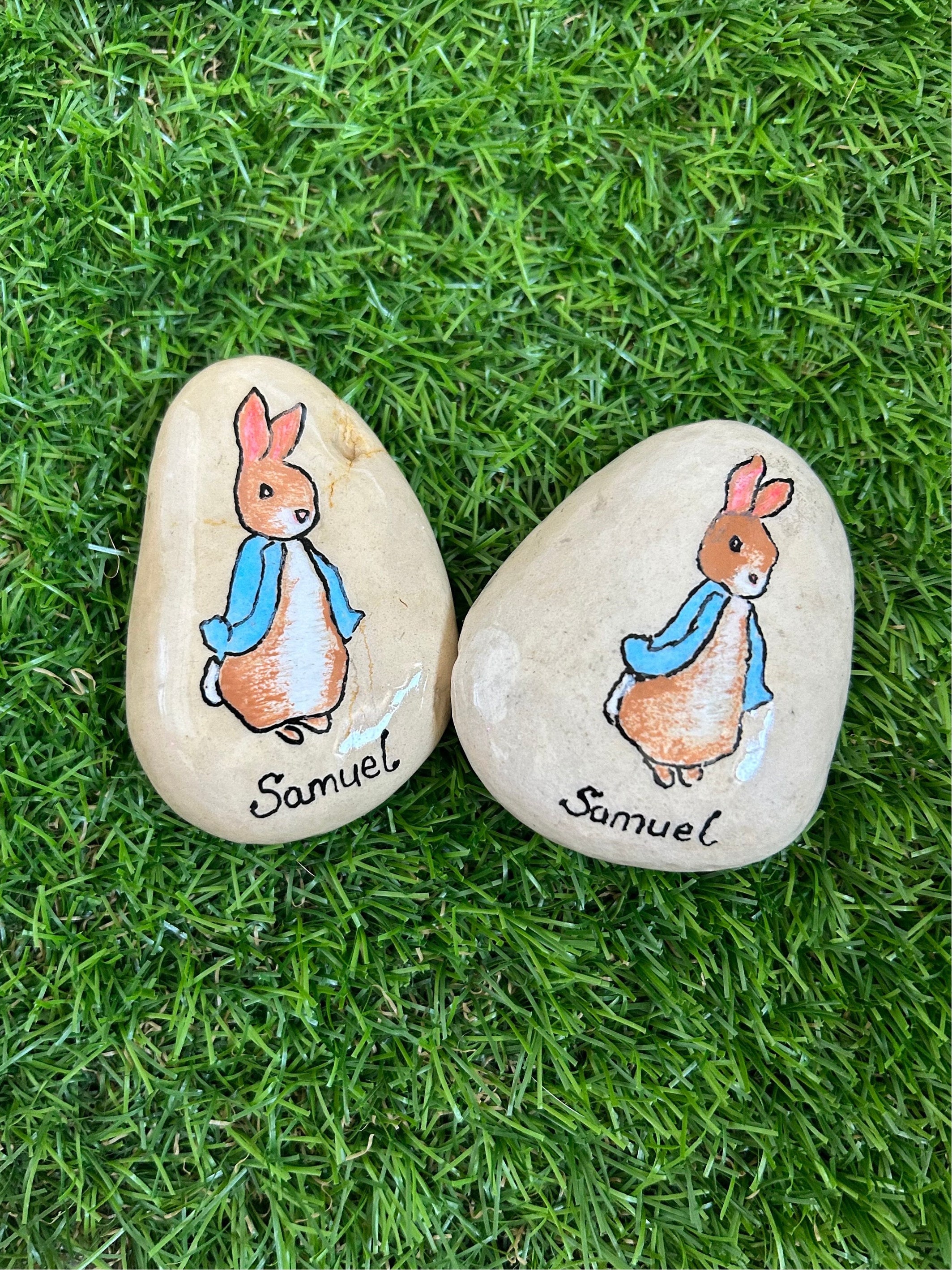 Simple Rabbit Pebbles Paint Peter Rabbit Personalised Presents, Hand Painted Pebble Keepsakes for ...