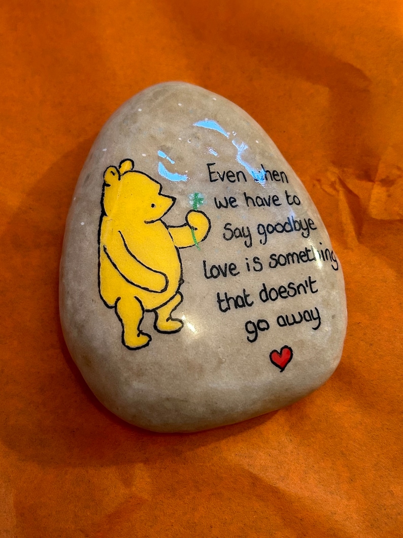 Winnie the Pooh quotes stone pebble gift memorial stone ornament gifts under 20, friend gift. Grave ornament memorial garden stone Dandelion