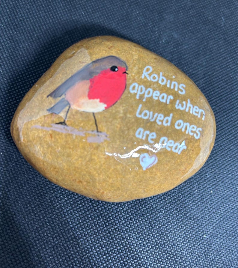 Sentimental Painted Rocks Hand-painted Robin Pebble Keepsake: Sentimental Memorial Gift - Etsy