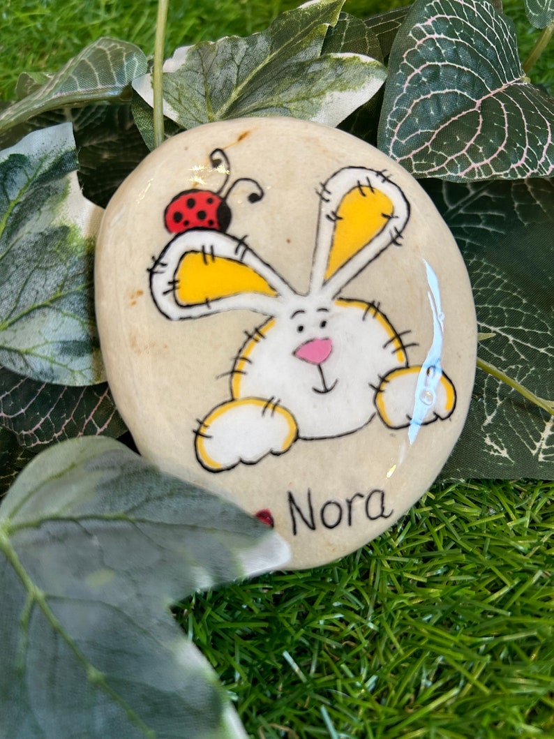 Simple Rabbit Pebbles Paint Personalized Easter Pebble: Hand-painted Bunny Treasure Hunt Game - Etsy