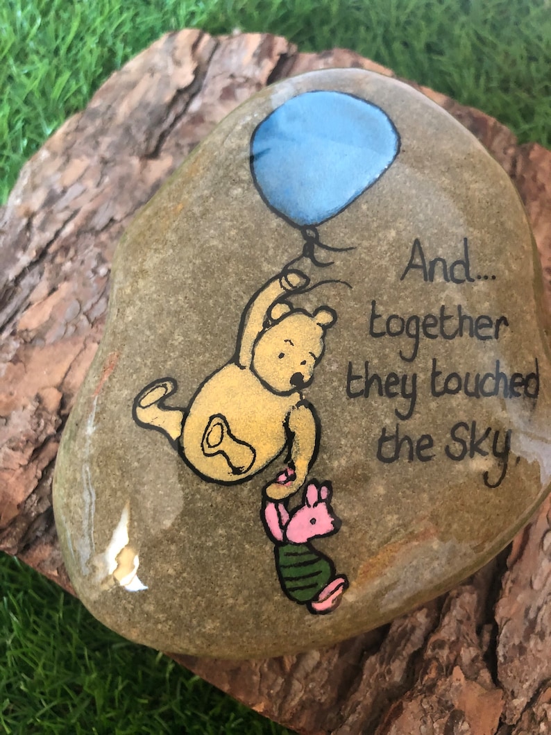 Winnie the Pooh quotes stone pebble gift memorial stone ornament gifts under 20, friend gift. Grave ornament memorial garden stone image 9