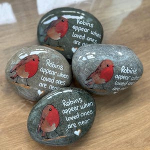 Hand-Painted Robin Memory Stone: Sympathy Gift, Memorial Keepsake