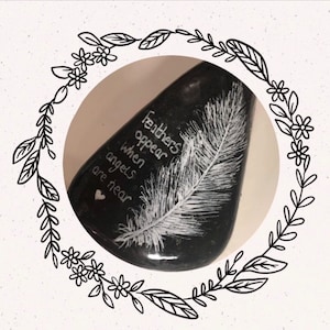 Hand Painted Feather Pebble: Angel Bereavement Gift