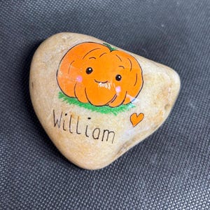 Personalised Halloween pumpkin pebble deluxe Party bag favours / treasure hunt keepsakes party bag fillers, place name cards spooky gifts