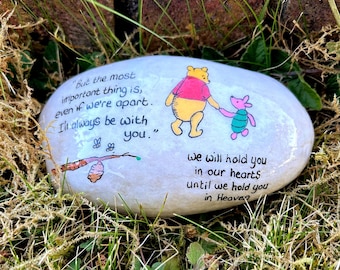 Hand-Painted Winnie the Pooh Memorial Pebble: Bereavement Gift