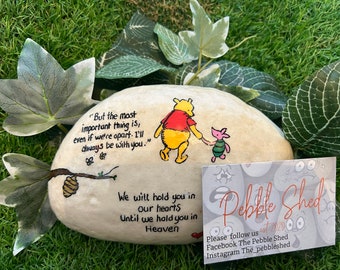 Hand-Painted Winnie the Pooh Memorial Pebble: Bereavement Gift