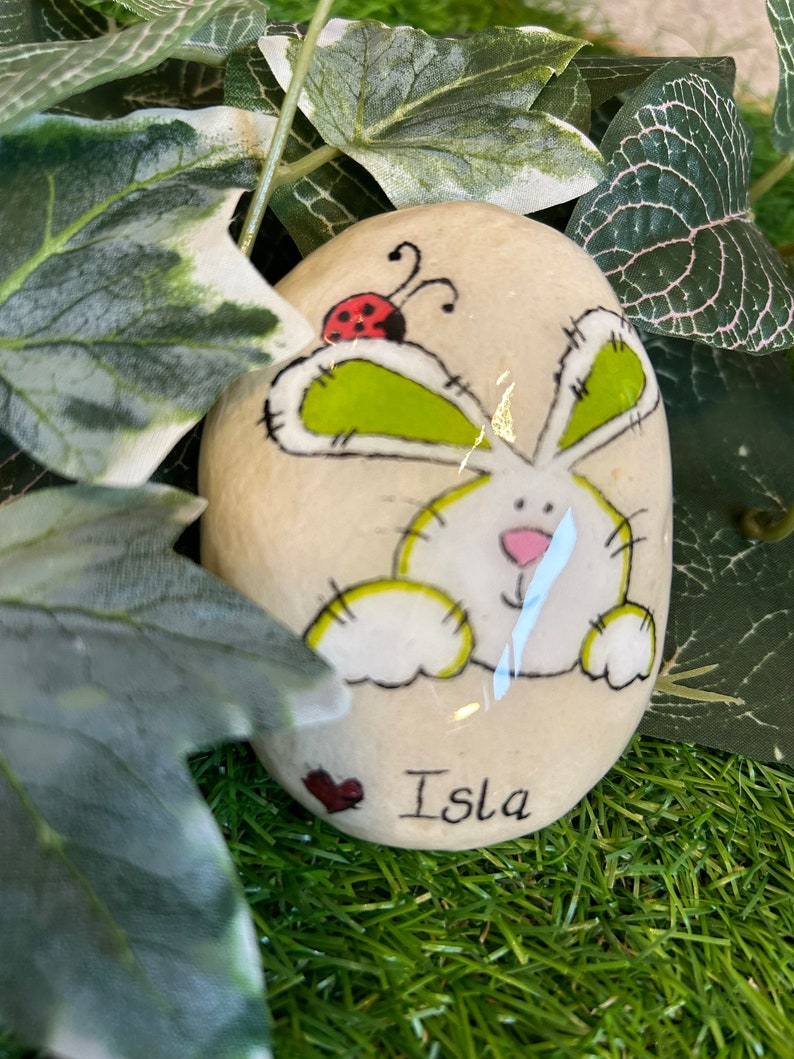 Simple Rabbit Pebbles Paint Personalized Easter Pebble: Hand-painted Bunny Treasure Hunt Game - Etsy