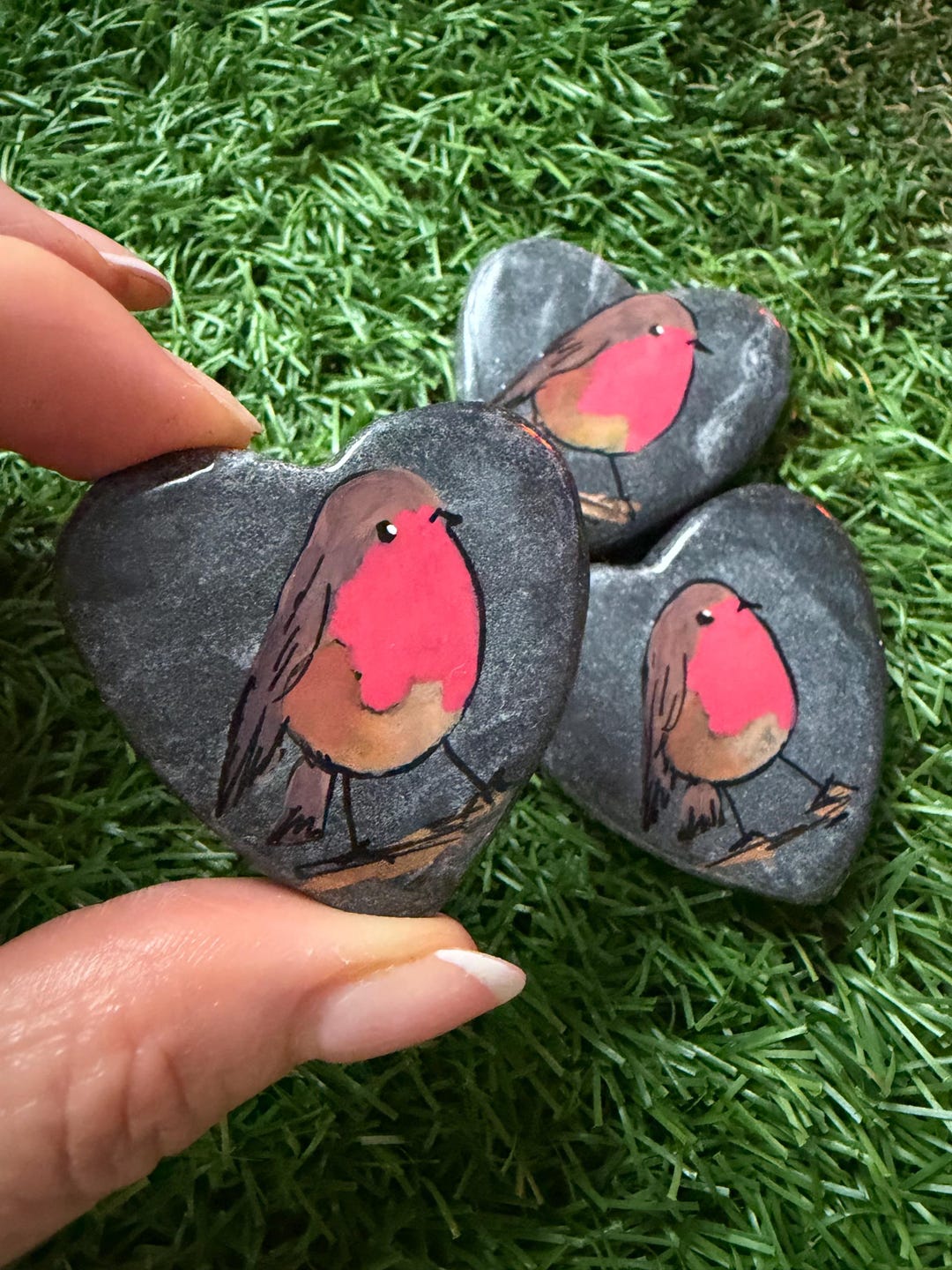 Robin Slate Hand-painted Robin Slate Heart : Valentine Love Memorial Keepsake - Etsy