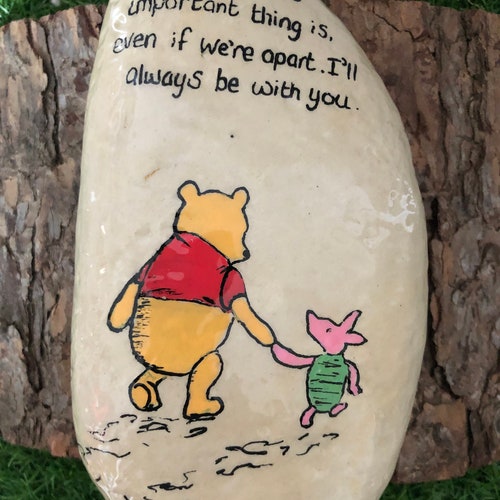 Hand-Painted Winnie the Pooh Memorial Pebble: Sympathy Gift, Garden, grave Keepsake  ashes urn stone