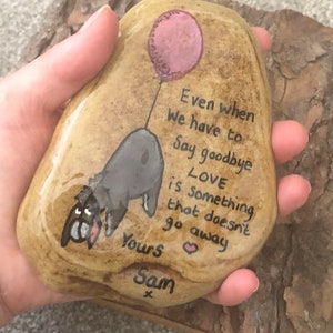 Winnie the Pooh quotes stone pebble gift memorial stone ornament gifts under 20, friend gift. Grave ornament memorial garden stone love doesn’t go