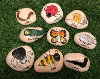 Minibeast play pebbles - story stones new term new year sensory activities. fairy tale resources educational toy for children