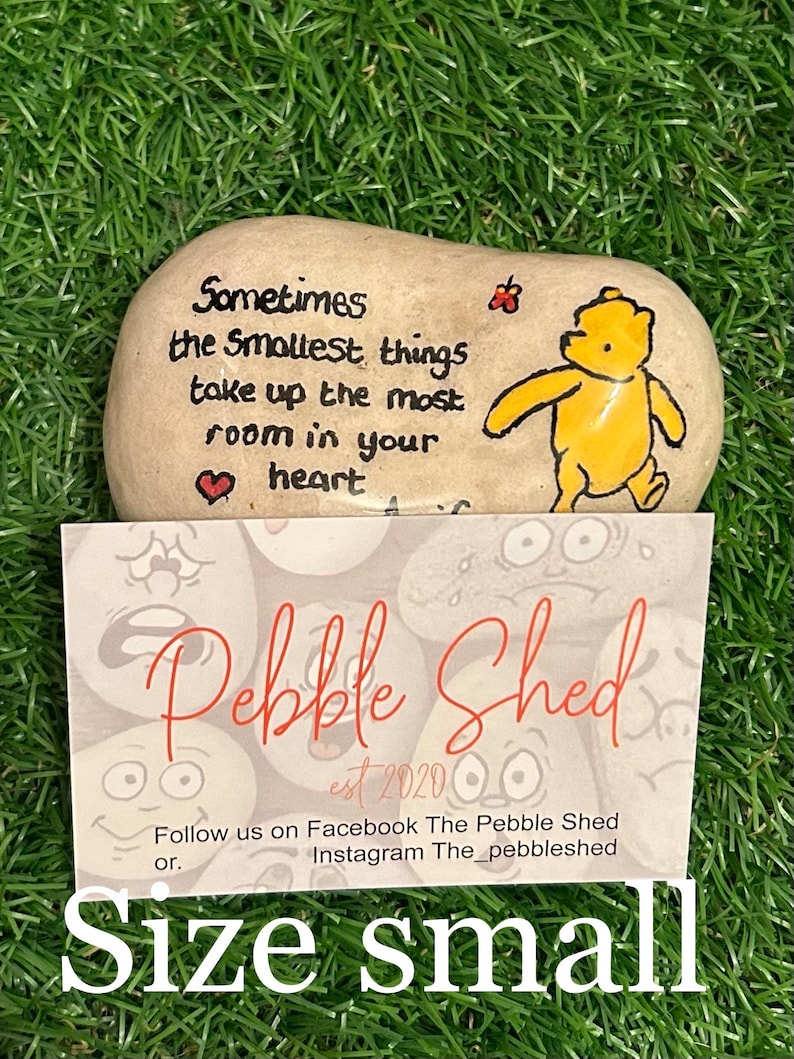 Winnie the Pooh quotes stone pebble gift memorial stone ornament gifts under 20, friend gift. Grave ornament memorial garden stone smallest things