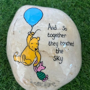 Winnie the Pooh quotes stone pebble gift memorial stone ornament gifts under 20, friend gift. Grave ornament memorial garden stone touched the sky