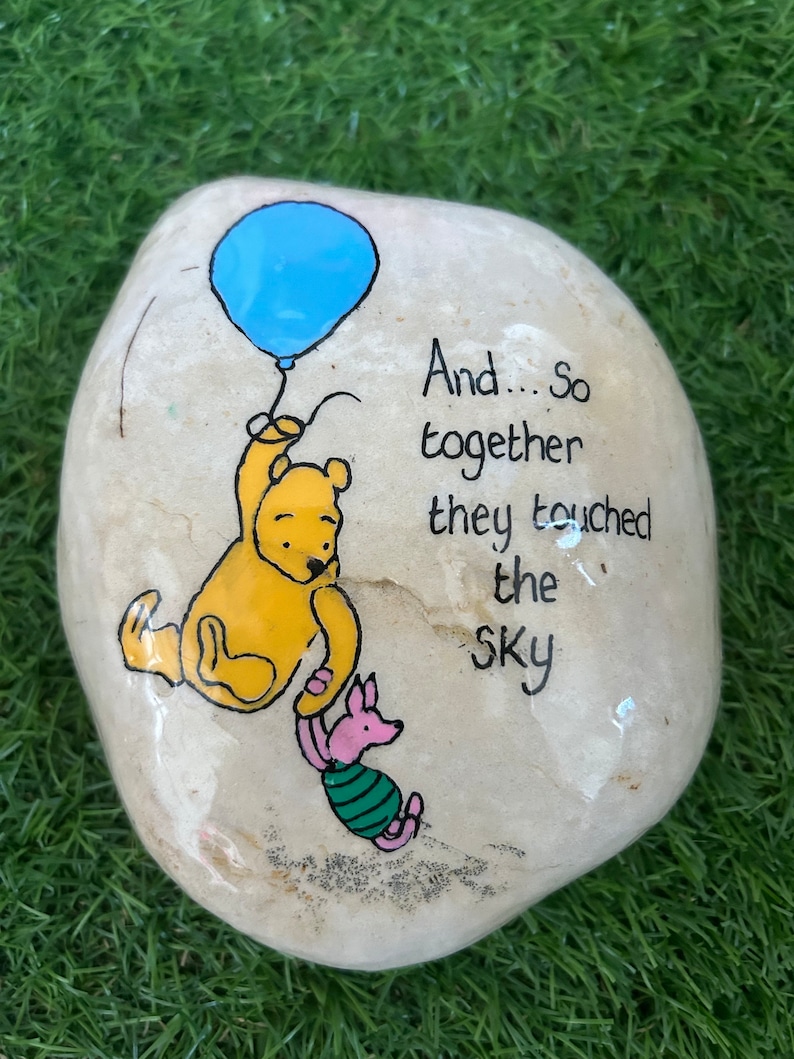 Winnie the Pooh quotes stone pebble gift memorial stone ornament gifts under 20, friend gift. Grave ornament memorial garden stone touched the sky