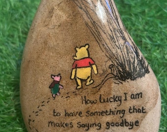 Winnie the Pooh & Eeyore Memorial Stone – Hand Painted Pebble, Remembrance Gift, Grave Decoration