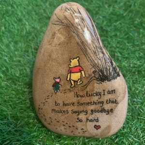 Winnie the Pooh quotes stone pebble gift memorial stone ornament gifts under 20, friend gift. Grave ornament memorial garden stone say goodbye hard