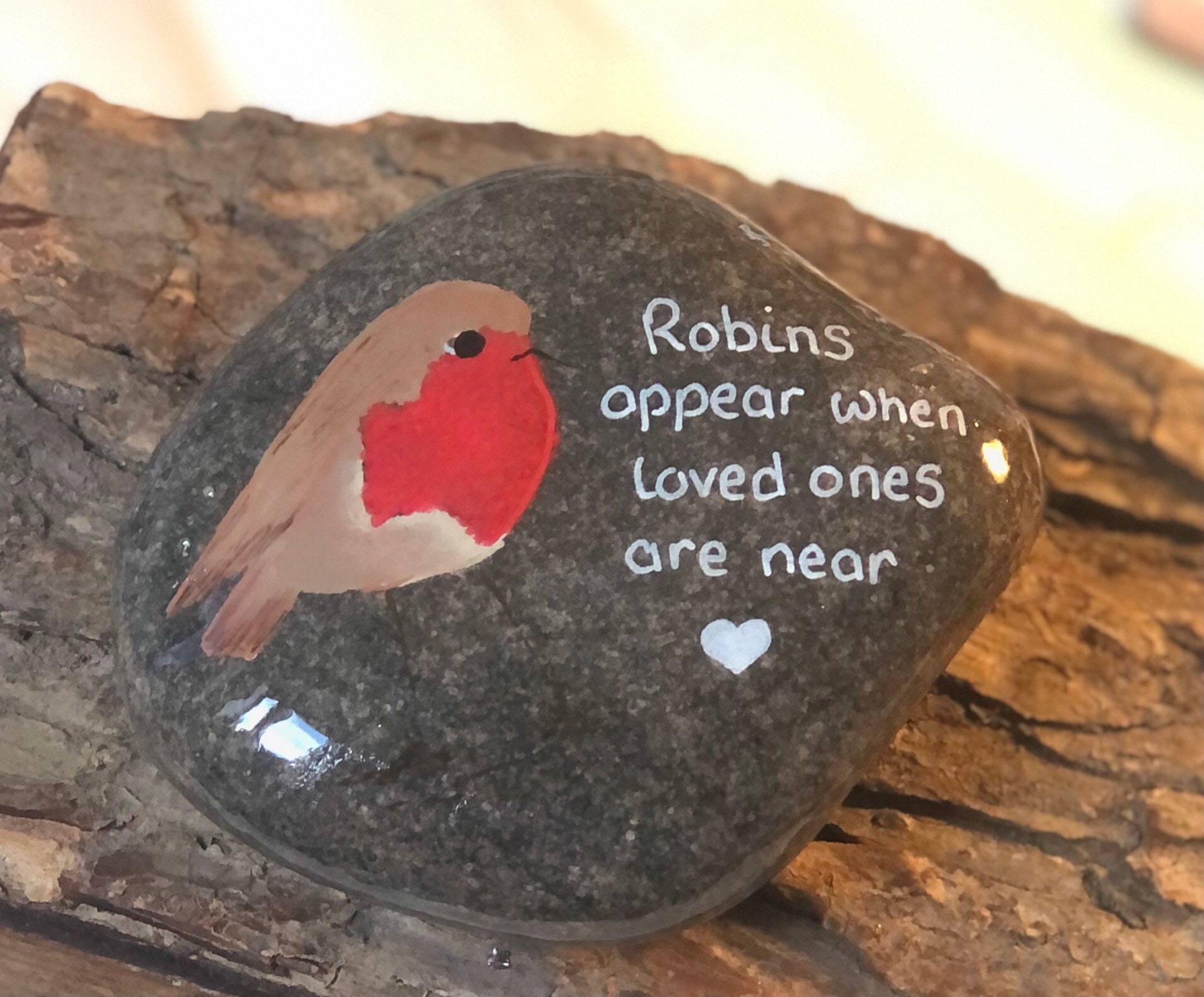 Robin memorial pebble keepsake