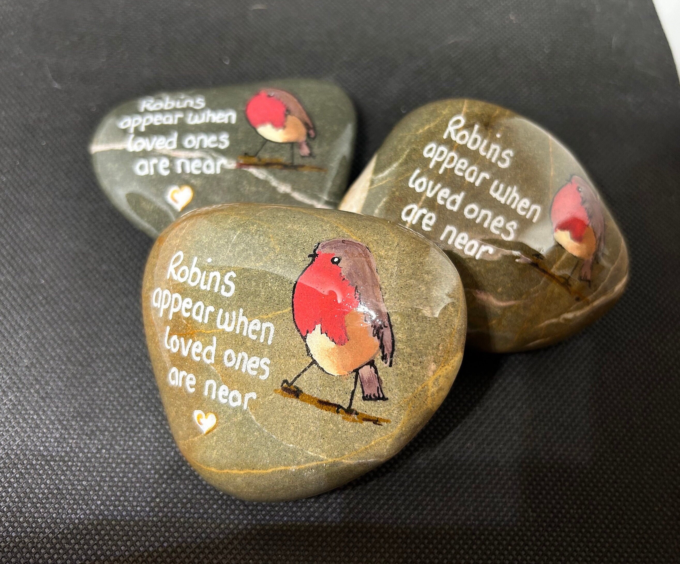 Sentimental Painted Rocks Hand-painted Robin Pebble Keepsake: Sentimental Memorial Gift - Etsy
