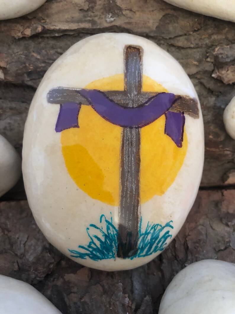 Hand-Painted Easter Prayer Stones: Christian Religious Gift image 4