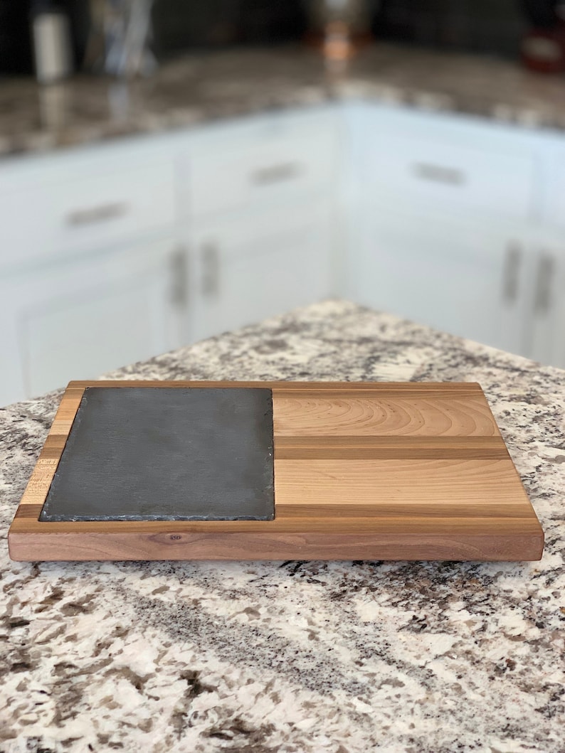 Slate and hardwood cheeseboard