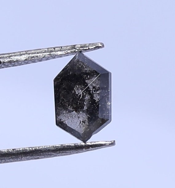 0.82 ct 5.7 X 4.9 mm Natural loose Salt and Pepper beautiful Black colour Hexagon shape Diamond R2854