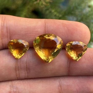 AAA+ Natural Honey Quartz Gemstone, Pair Gemstone, Heart Shape, Gift For Her, Jewelry Making Gemstone, Big-15x15mm . Small-11x11mm, CT-16.80