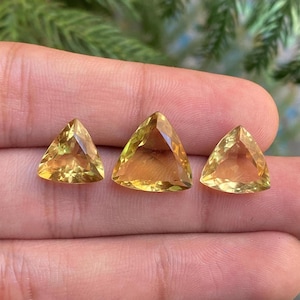 A+Natural Honey Quartz Gemstone, Pair Gemstone, Triangle Shape, Gift For Her, Jewelry Making Gemstone, Big-13x13mm . Small-12x12mm, CT-15.35