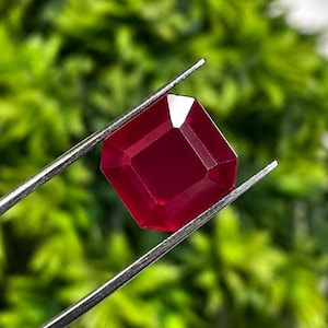 Rubí natural de 12 quilates, rubí suelto de talla esmeralda octogonal, corindón rojo cuadrado de 12 x 12 mm, auténtico rubí sudanés para la fabricación de joyas.