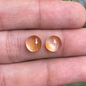 AAA+ High Genuine Natural Citrine Gemstone, Pair Gemstone, Round Shape, Citrine Cabochon, Gift For Her, Jewelry Making Gemstone, 8x8mm, CT-5
