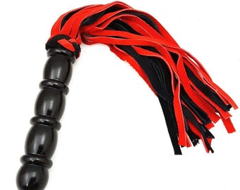Suède flogger met houten handvat - 17 inch