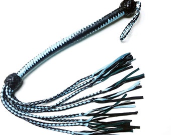 Blue & Black Leather Flogger – 29.5 Inch Cowhide Whip