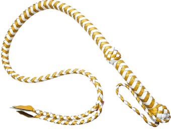 Látigo de cuero blanco y dorado hecho a mano - 127 cm