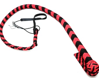 38" Nylon Bullwhip: Black Handle, Leather Cracker