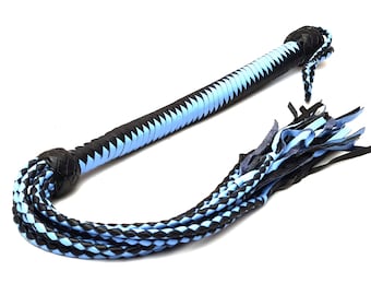 Braided Leather Flogger: 29.5" Long, Plaited Handle