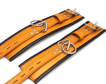 Handmade Leather Ankle & Wrist Cuffs – Padded Bondage Restraints