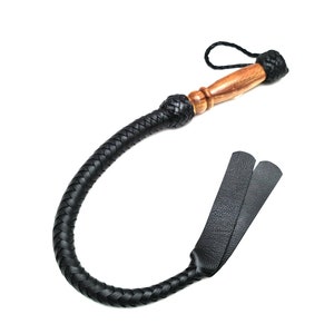Handmade Leather Bullwhip with Wood Handle - 31 Inch