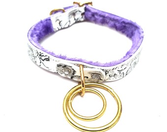 Handmade Leather Fur Lined Collar Set - Bondage Cuffs