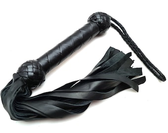 Cowhide Leather Flogger - 19-inch BDSM Whip
