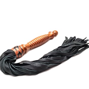 Wood Handle Leather Flogger, Heavy Duty, 30 Inch