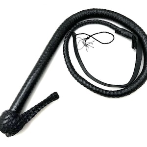 04 Ft Bull Whip - Leather Bullwhip - Black Leather Whip - Cosplay Whip - Cat Whip - Flogger Whip - Flog Whip - Tawse - Indiana Jones Whip