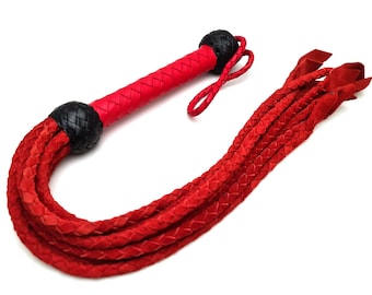 Handgefertigte Wildleder Flogger: Geflochtener Griff, 71 cm Lang
